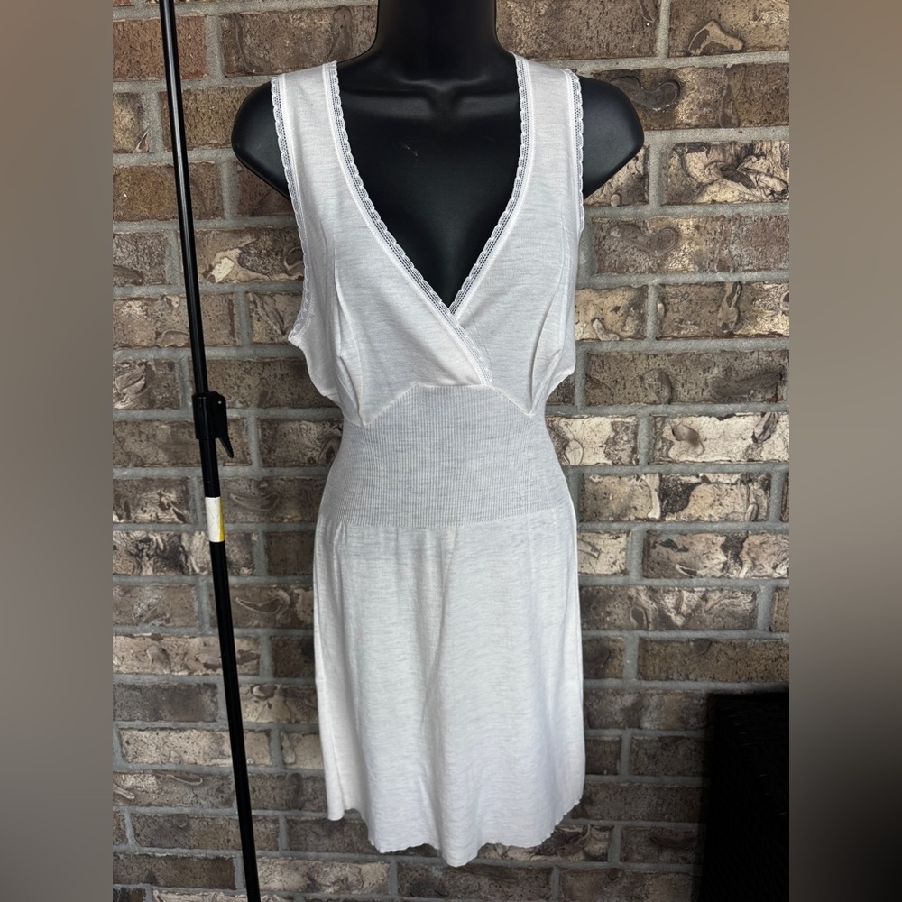 Vintage 1960s Ragno knit dress. White vintage wool knit underwear. Size XL